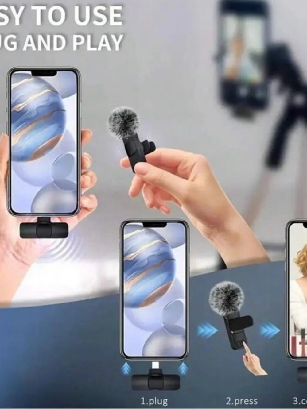 Compact Dual Lavalier Microphone with Wind Muff